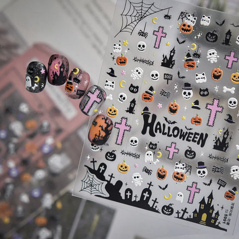 Bandage Ghost Nail Stickers | Halloween Nail Art Decals - image 1