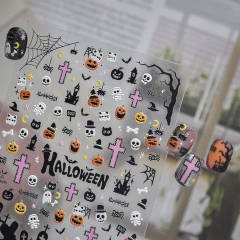 Bandage Ghost Nail Stickers | Halloween Nail Art Decals - image 2