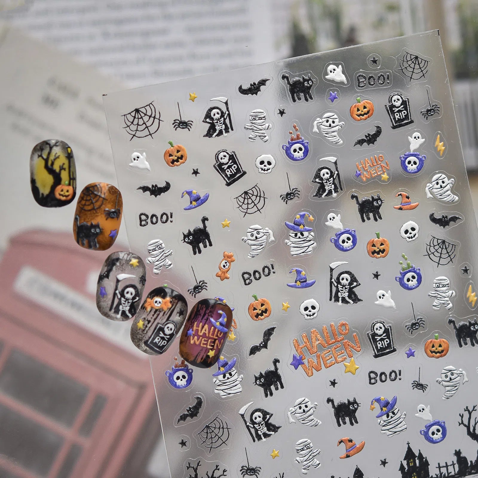 Bandage Ghost Nail Stickers | Halloween Nail Art Decals - image 3
