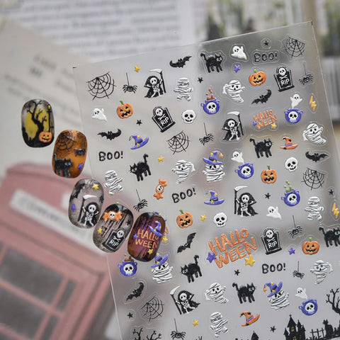 Bandage Ghost Nail Stickers | Halloween Nail Art Decals - image 3