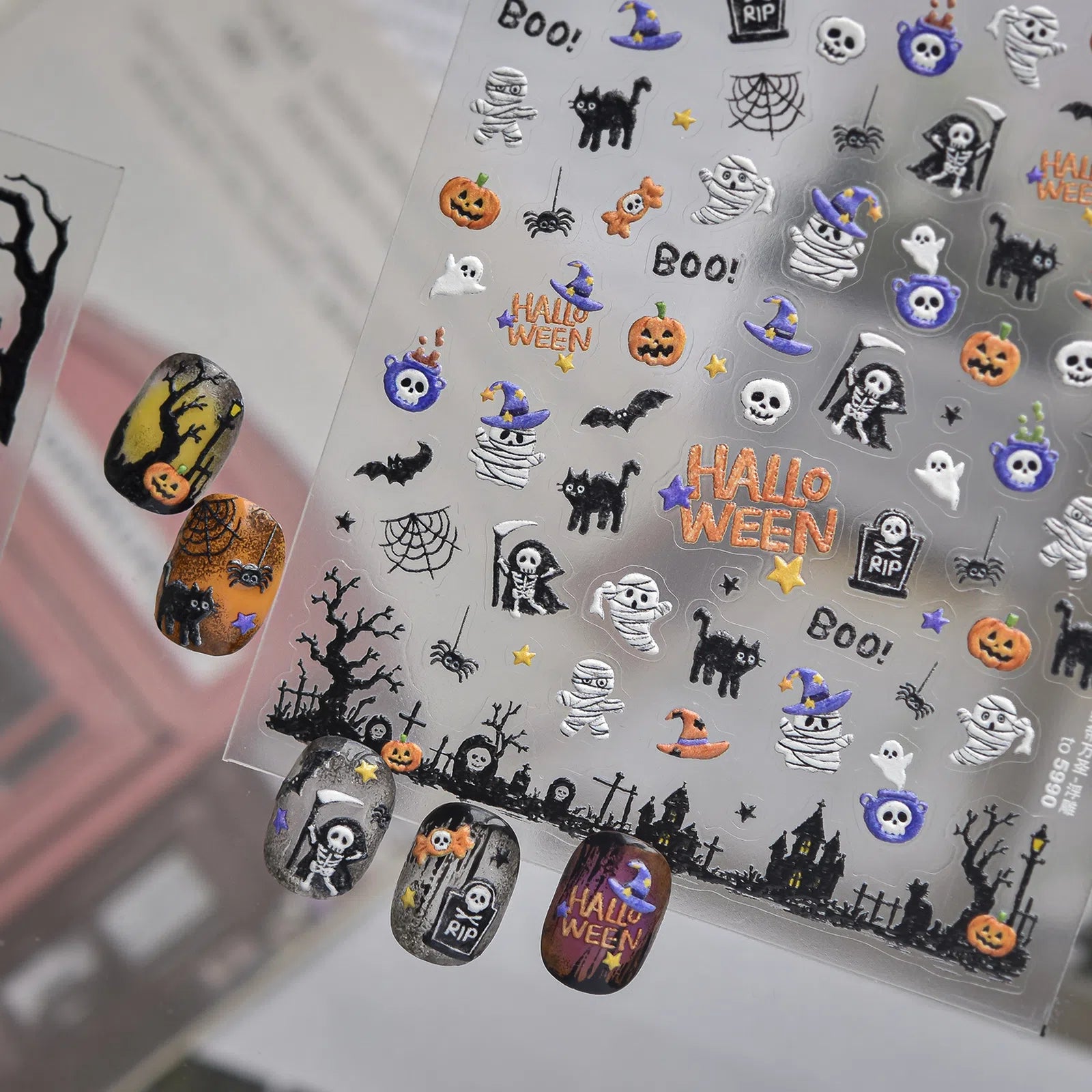 Bandage Ghost Nail Stickers | Halloween Nail Art Decals - image 5