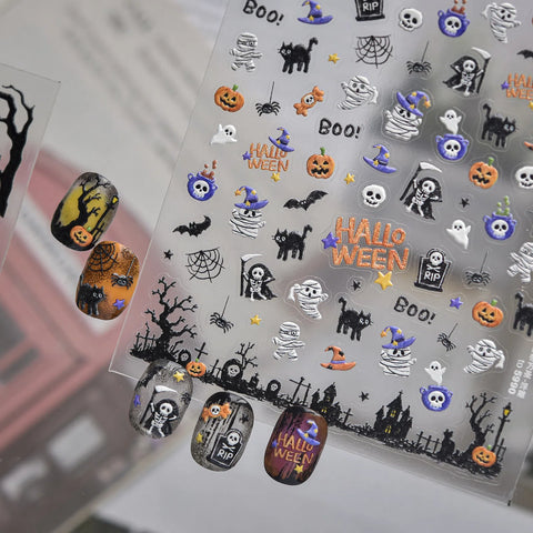 Bandage Ghost Nail Stickers | Halloween Nail Art Decals - image 5