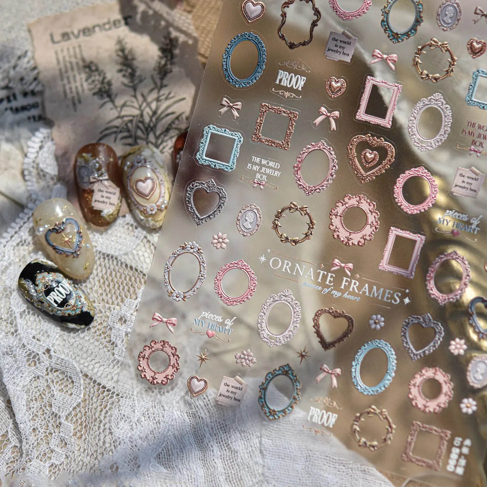 Baroque Frame Nail Stickers | Vintage Oil Painting Nail Art Decals - image 1