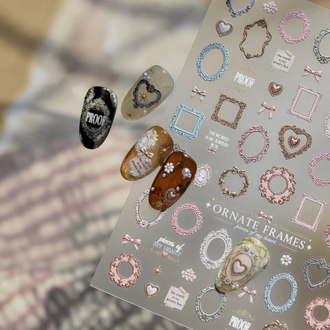 Baroque Frame Nail Stickers | Vintage Oil Painting Nail Art Decals - image 2