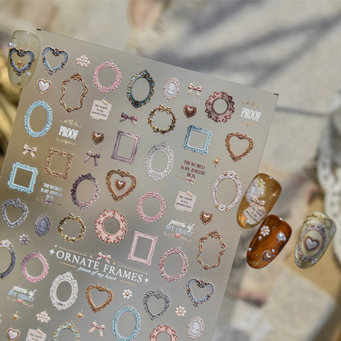 Baroque Frame Nail Stickers | Vintage Oil Painting Nail Art Decals - image 3