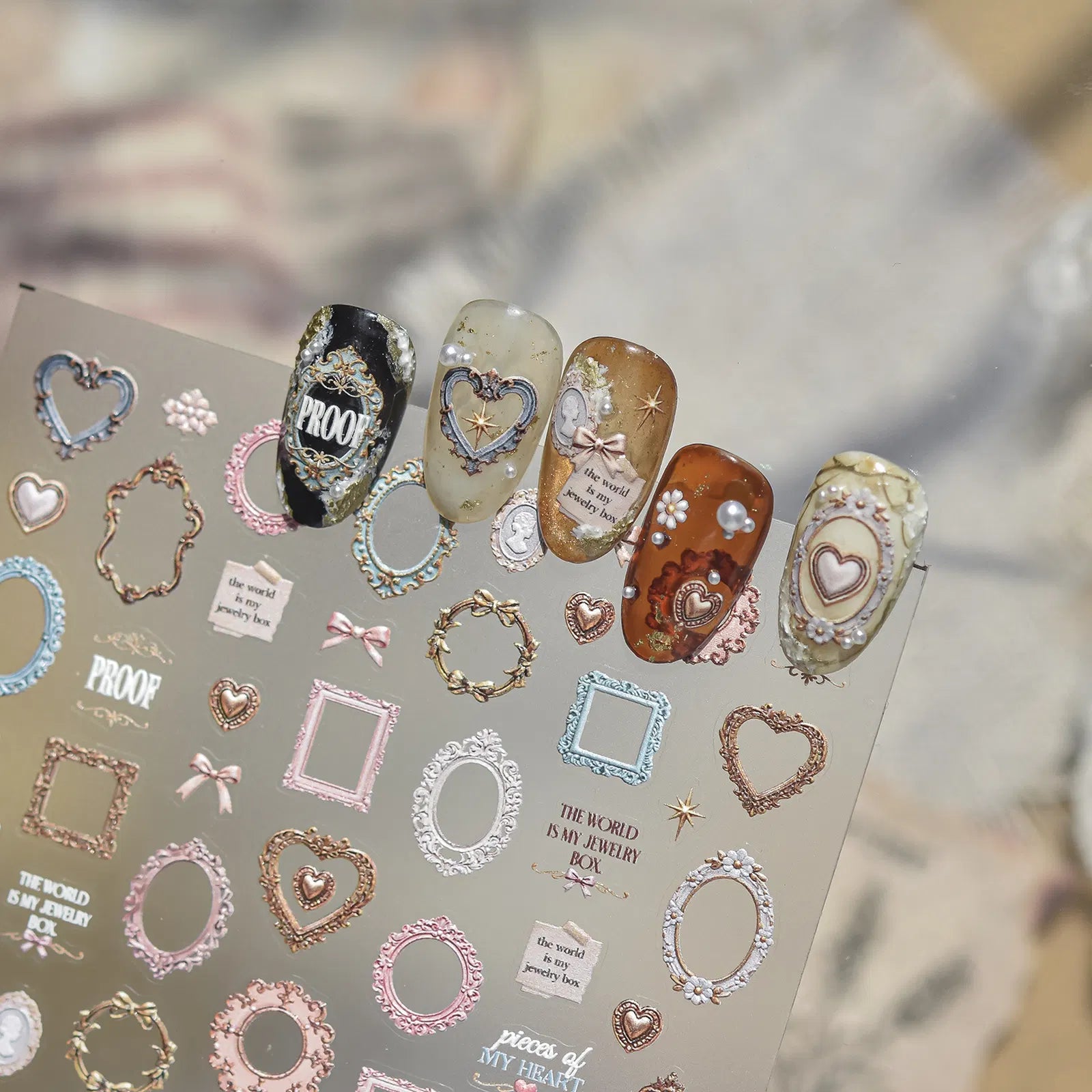 Baroque Frame Nail Stickers | Vintage Oil Painting Nail Art Decals - image 4