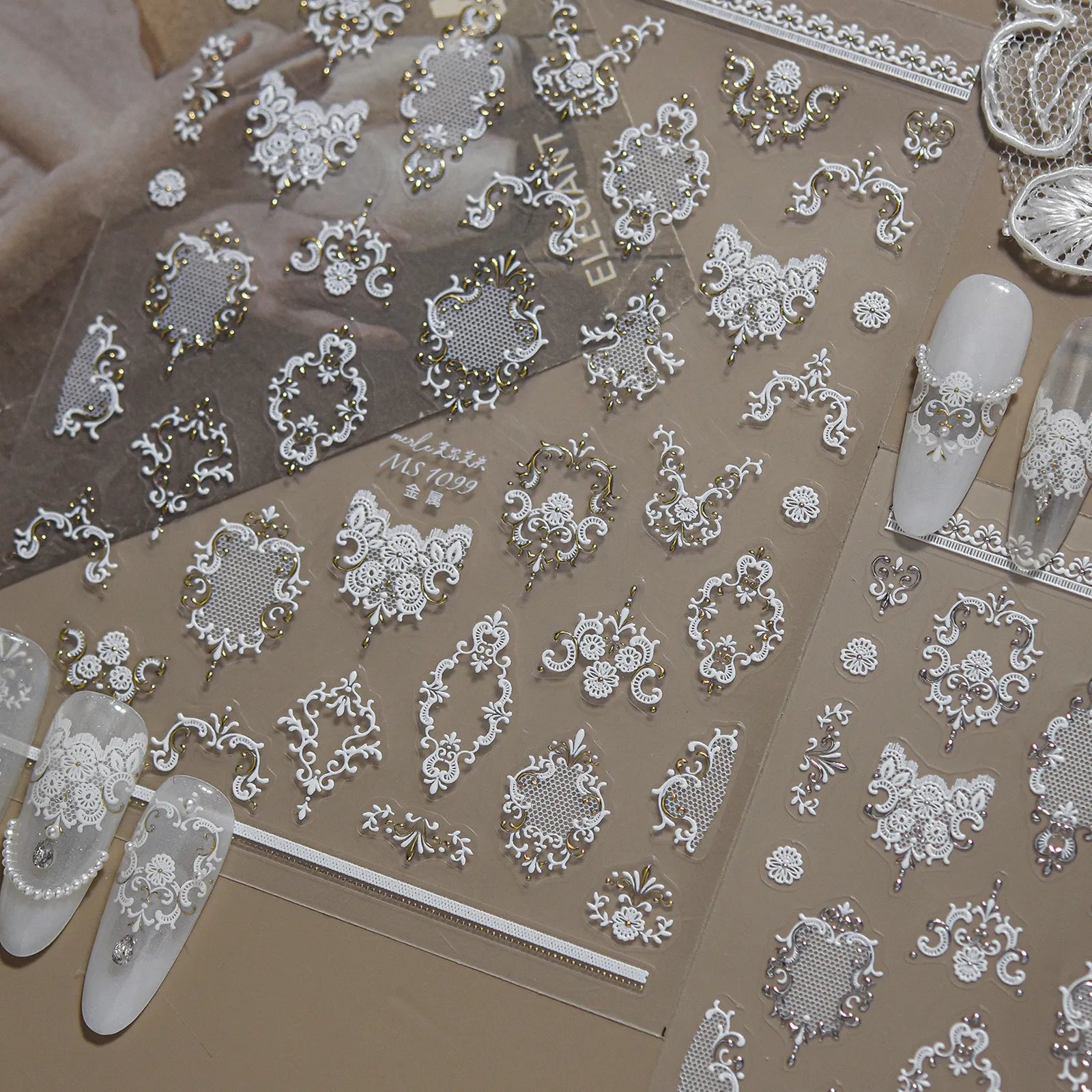 Baroque Lace Nail Stickers - nail art product image 2