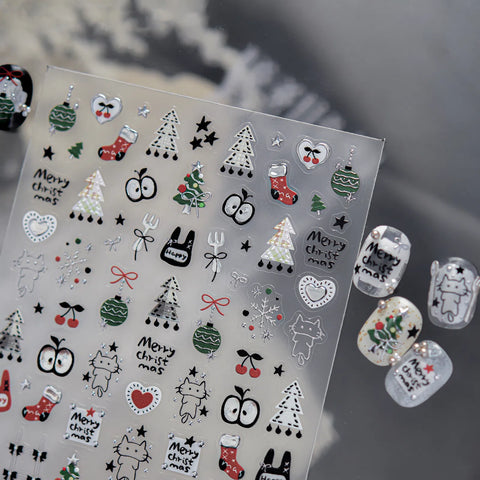 Black Heart Cat Nail Stickers | Dark Grunge Nail Art Decals - image 3