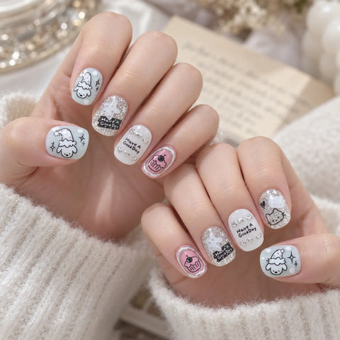 Black White Cat Nail Stickers - nail art product image 5