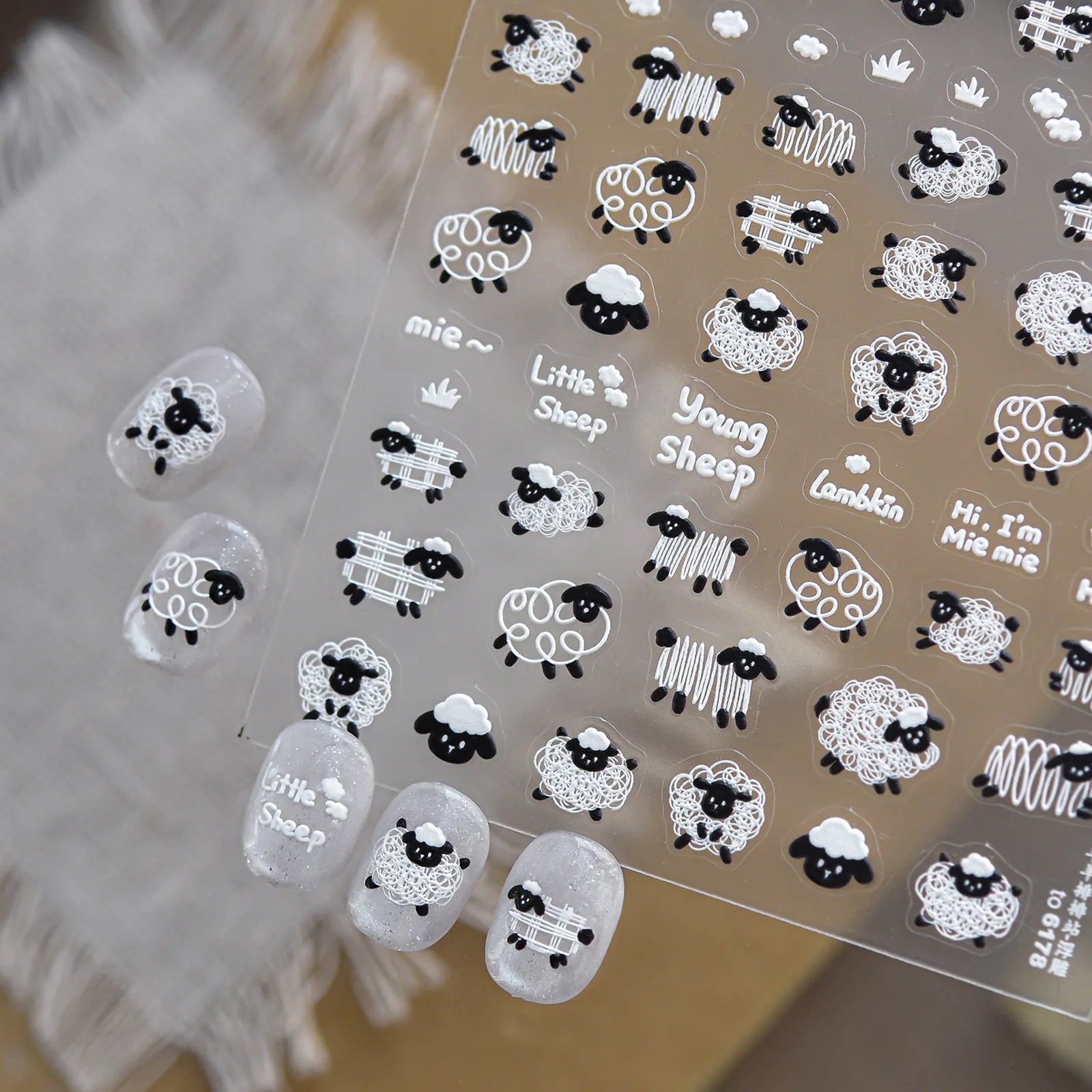 Black White Sheep Nail Stickers - nail art product image 1