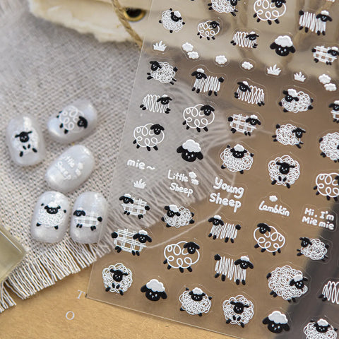 Black White Sheep Nail Stickers - nail art product image 5