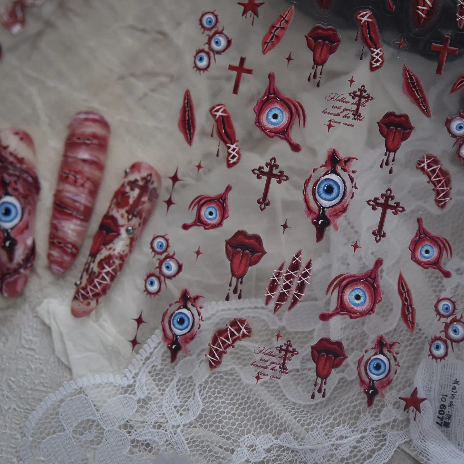 Bloody Halloween Nail Stickers | Dark Horror Nail Art Decals - image 1