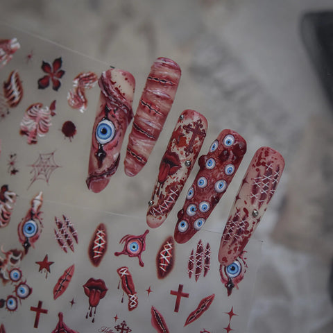 Bloody Halloween Nail Stickers | Dark Horror Nail Art Decals - image 2