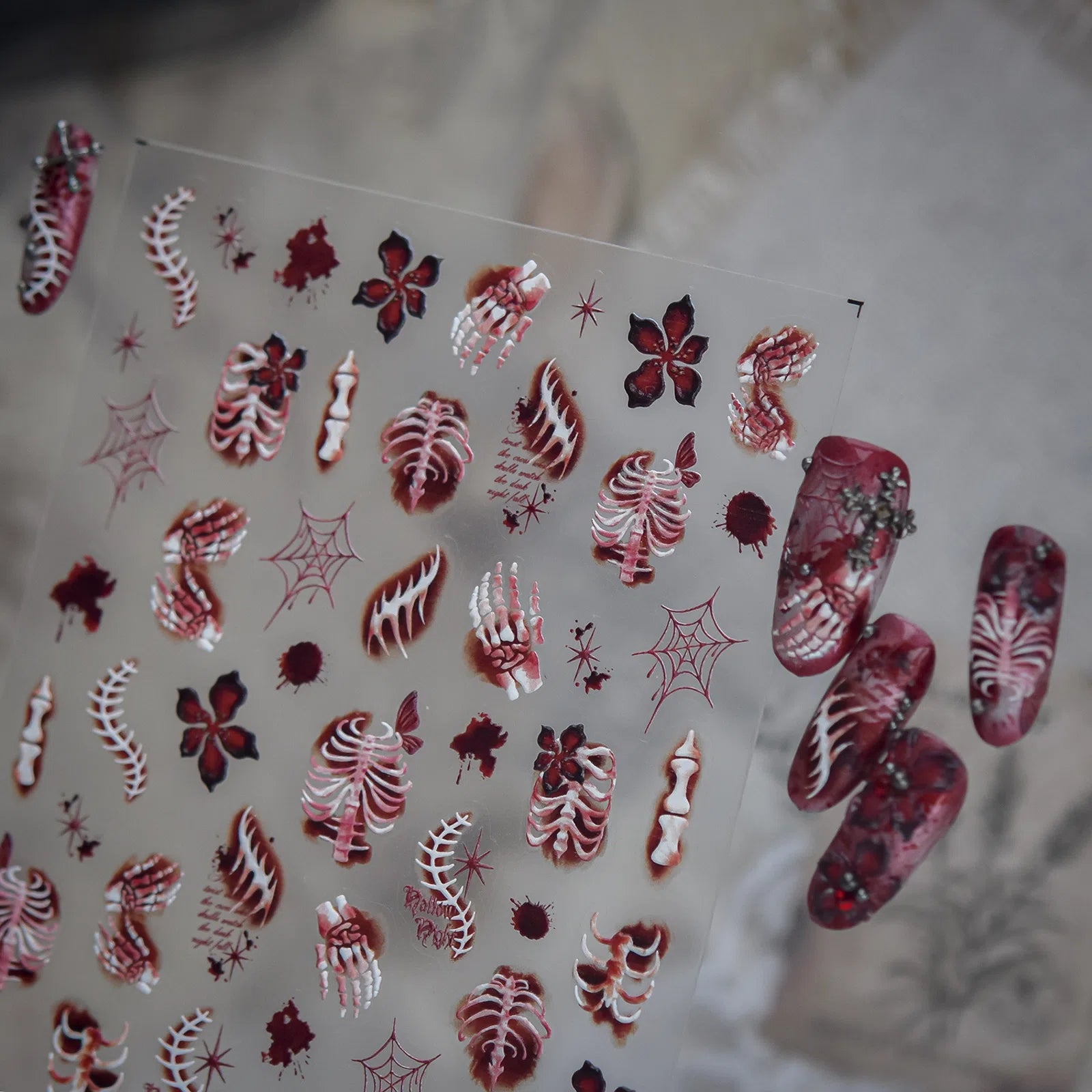Bloody Halloween Nail Stickers | Dark Horror Nail Art Decals - image 4