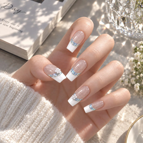 Blue Crescent Moon Nail Stickers | Metallic Celestial Nail Art Decals - image 2