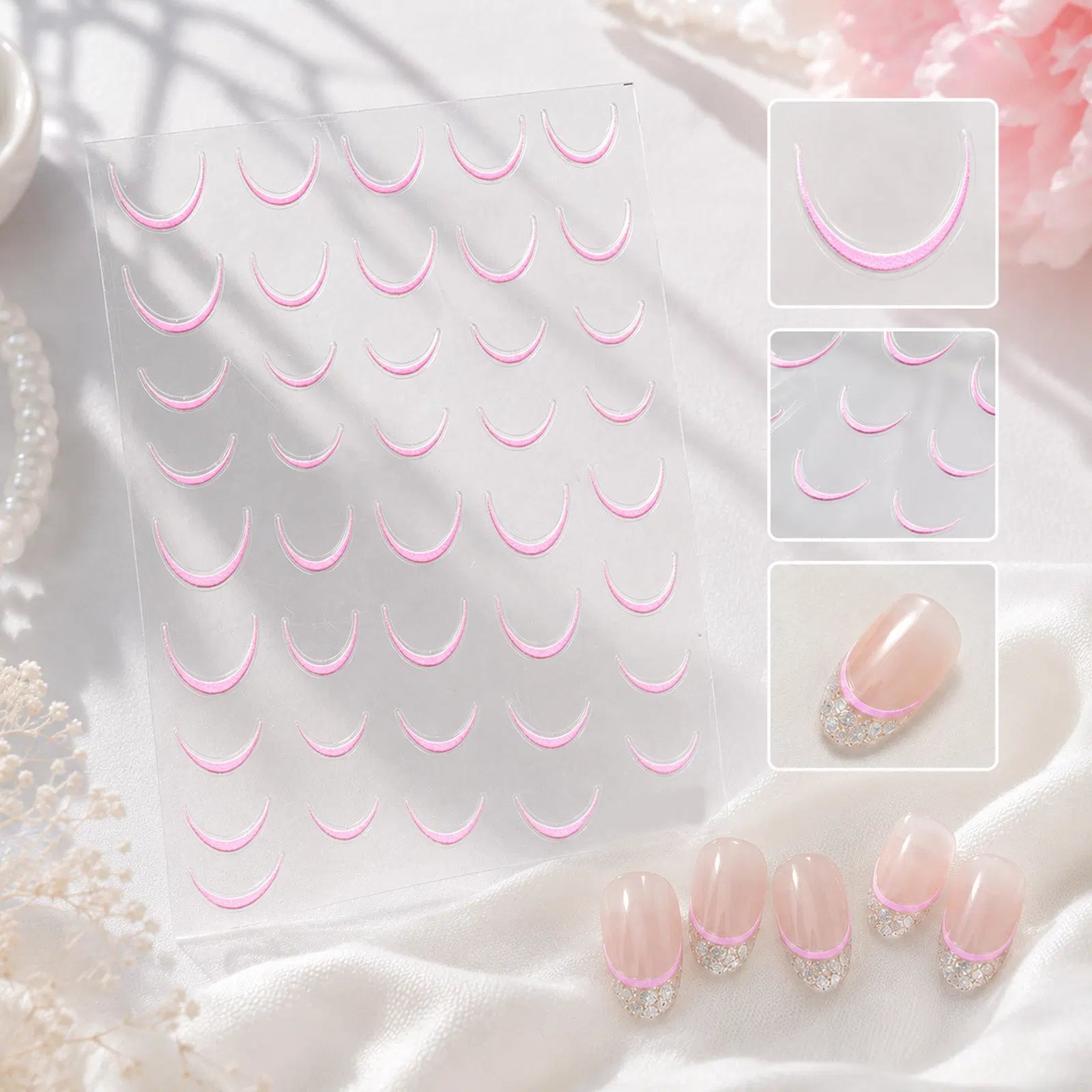 Blue French Nail Stickers | Minimal Korean Nail Art Decals - image 1