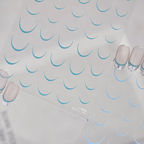 Blue French Nail Stickers | Minimal Korean Nail Art Decals - image 4