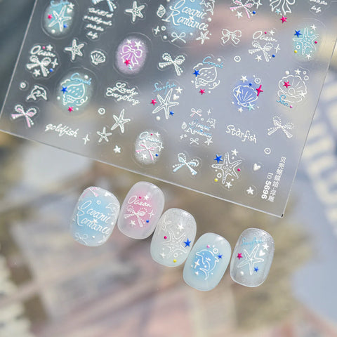 Blue Starfish Nail Stickers | Summer Ocean Nail Art Decals - image 2