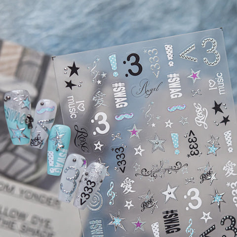 Blue Y2K Symbol Nail Stickers - nail art product image 3