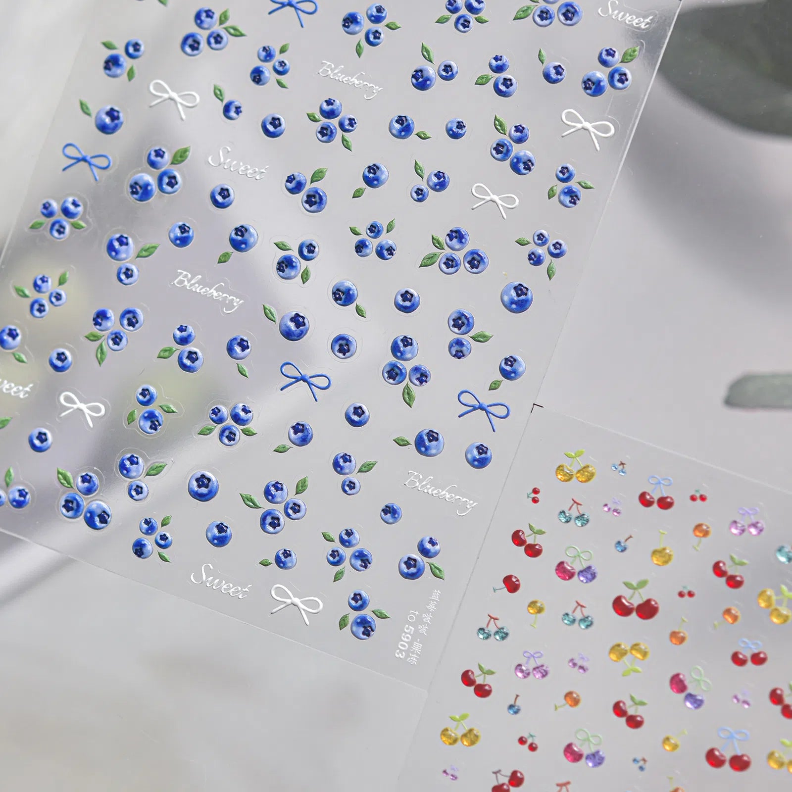 Blueberry Fruit Nail Stickers | Fresh Summer Nail Art Decals - image 1