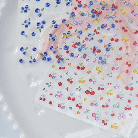 Blueberry Fruit Nail Stickers | Fresh Summer Nail Art Decals - image 2