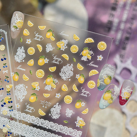 Blueberry Lemon Nail Stickers | Balletcore Fruit Nail Art Decals - image 2