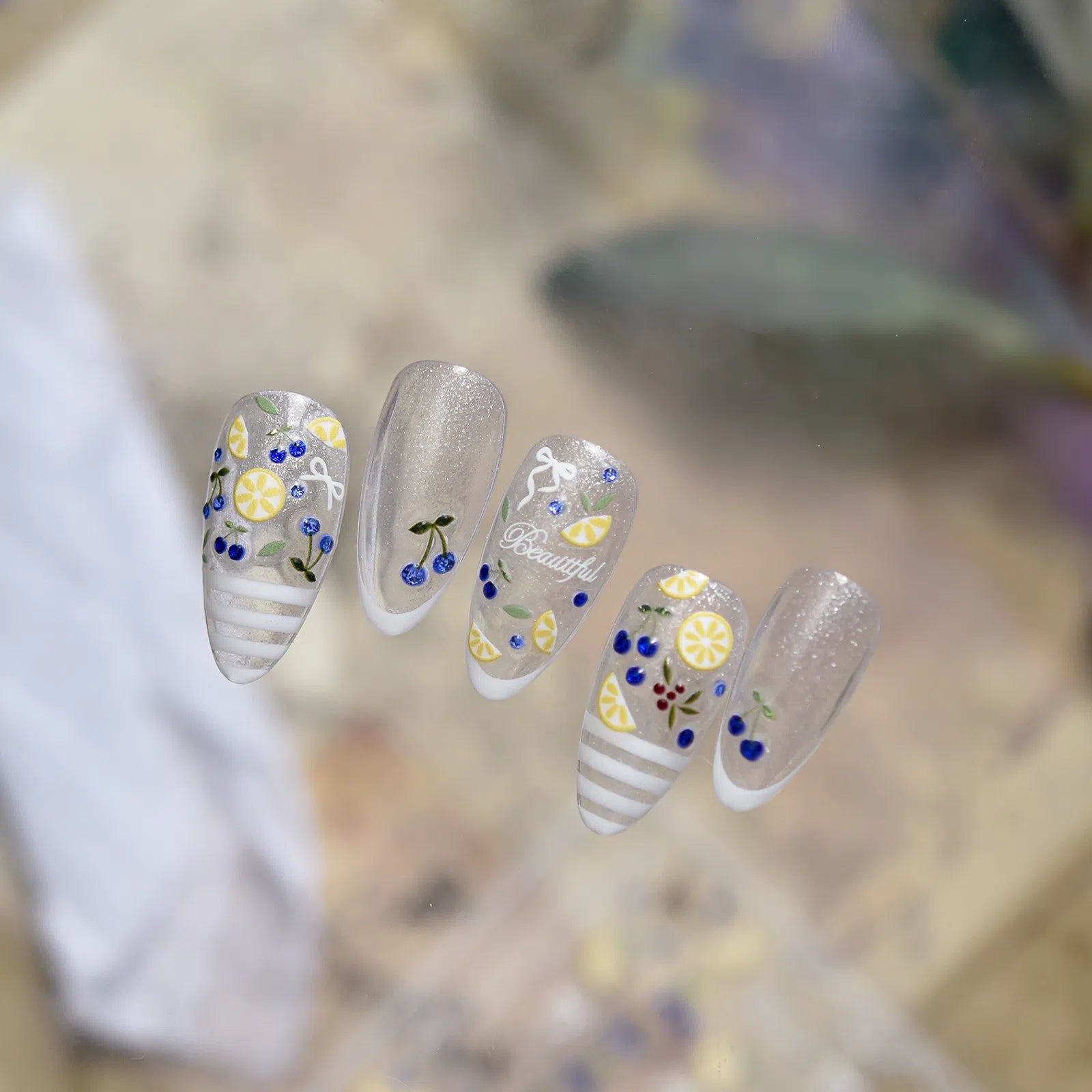 Blueberry Lemon Nail Stickers | Balletcore Fruit Nail Art Decals - image 4