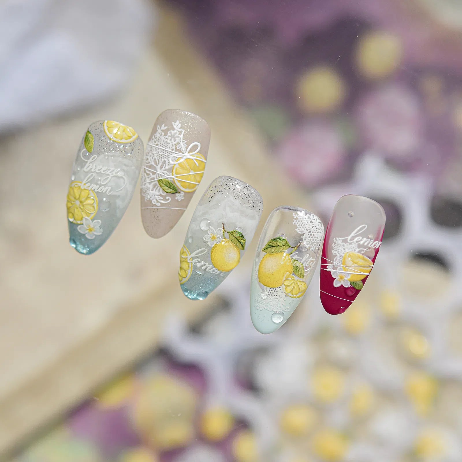 Blueberry Lemon Nail Stickers | Balletcore Fruit Nail Art Decals - image 5