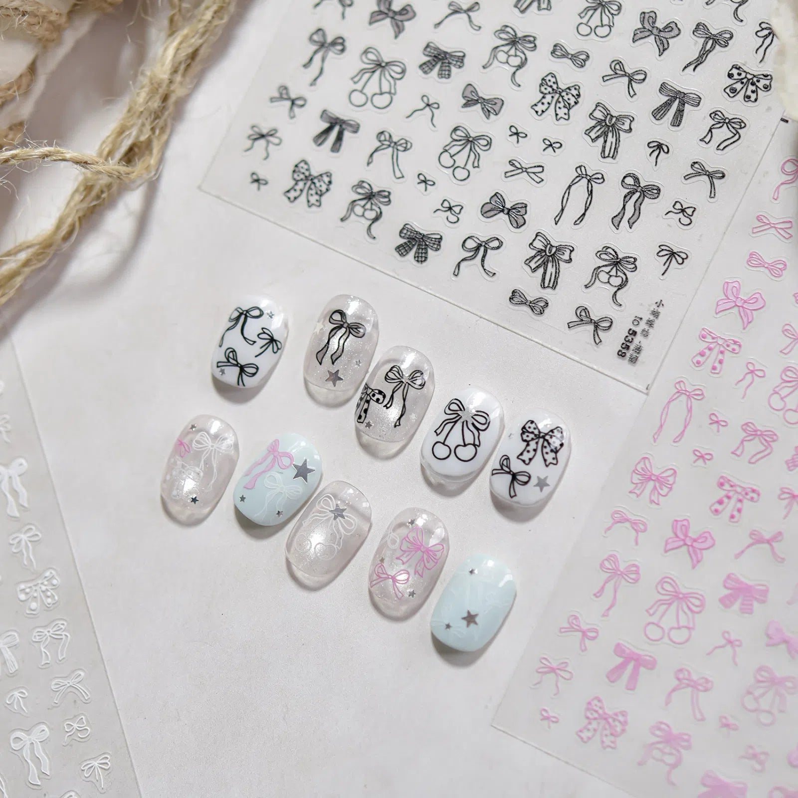 Bow Nail Stickers | Coquette Nail Art Decals image