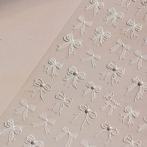 Lace Bowknot Nail Stickers, Cute Bowknot Nail Decals, White Nail Stickers, Bowknot Nail Charms, Cute Nail Art, DIY Nails, Bowknot Manicure