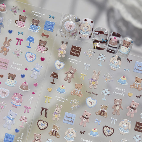 Brown Teddy Bear Nail Stickers | Kawaii Nail Art Decals - image 3