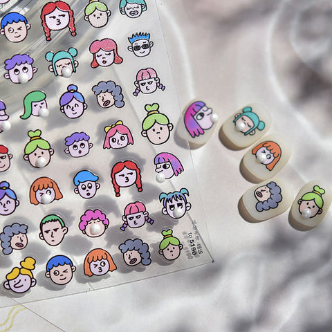 Bubble Gum Girl Nail Stickers, Cute Girl Nail Stickers, Cute Nail Decas, to5190