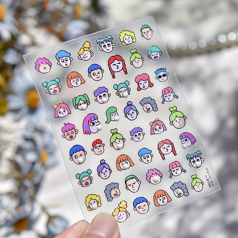 Bubble Gum Girl Nail Stickers, Cute Girl Nail Stickers, Cute Nail Decas, to5190