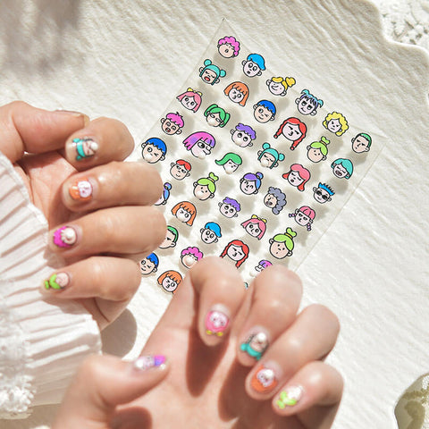 Bubble Gum Girl Nail Stickers, Cute Girl Nail Stickers, Cute Nail Decas, to5190