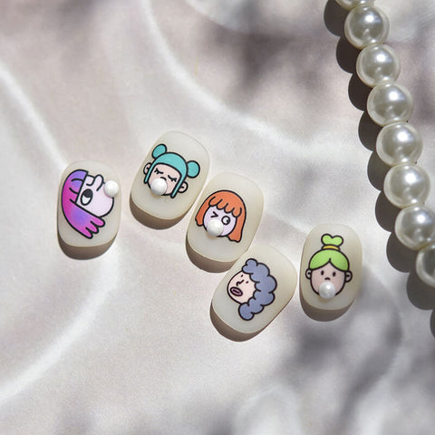 Bubble Gum Girl Nail Stickers, Cute Girl Nail Stickers, Cute Nail Decas, to5190