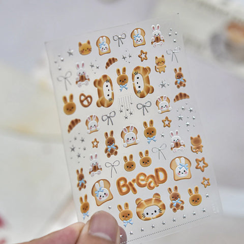 Bunny Bread Nail Stickers | Kawaii Food Nail Art Decals - to6067 variant image