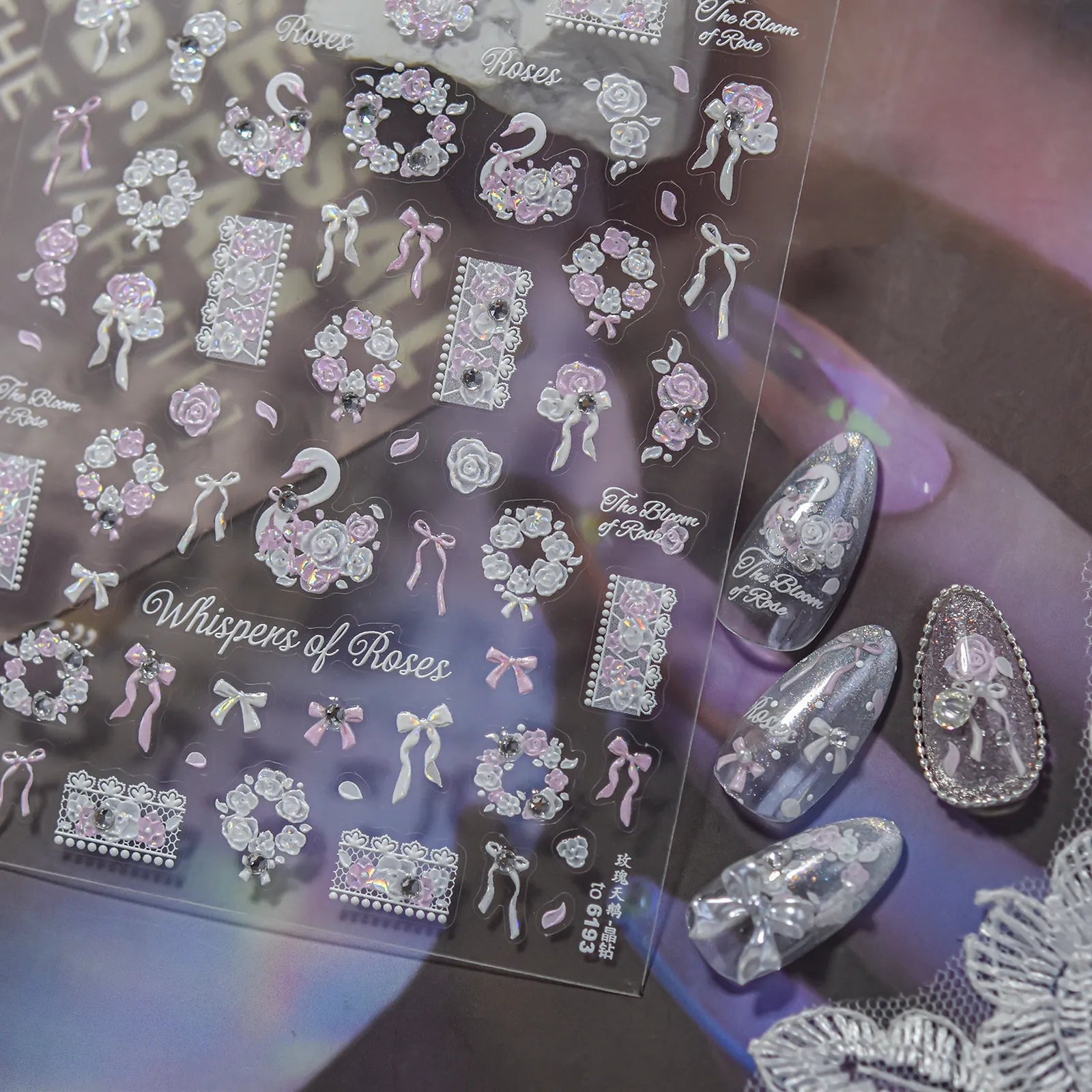 Bunny Rose Nail Stickers - nail art product image 3