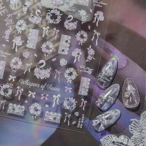 Bunny Rose Nail Stickers - nail art product image 3
