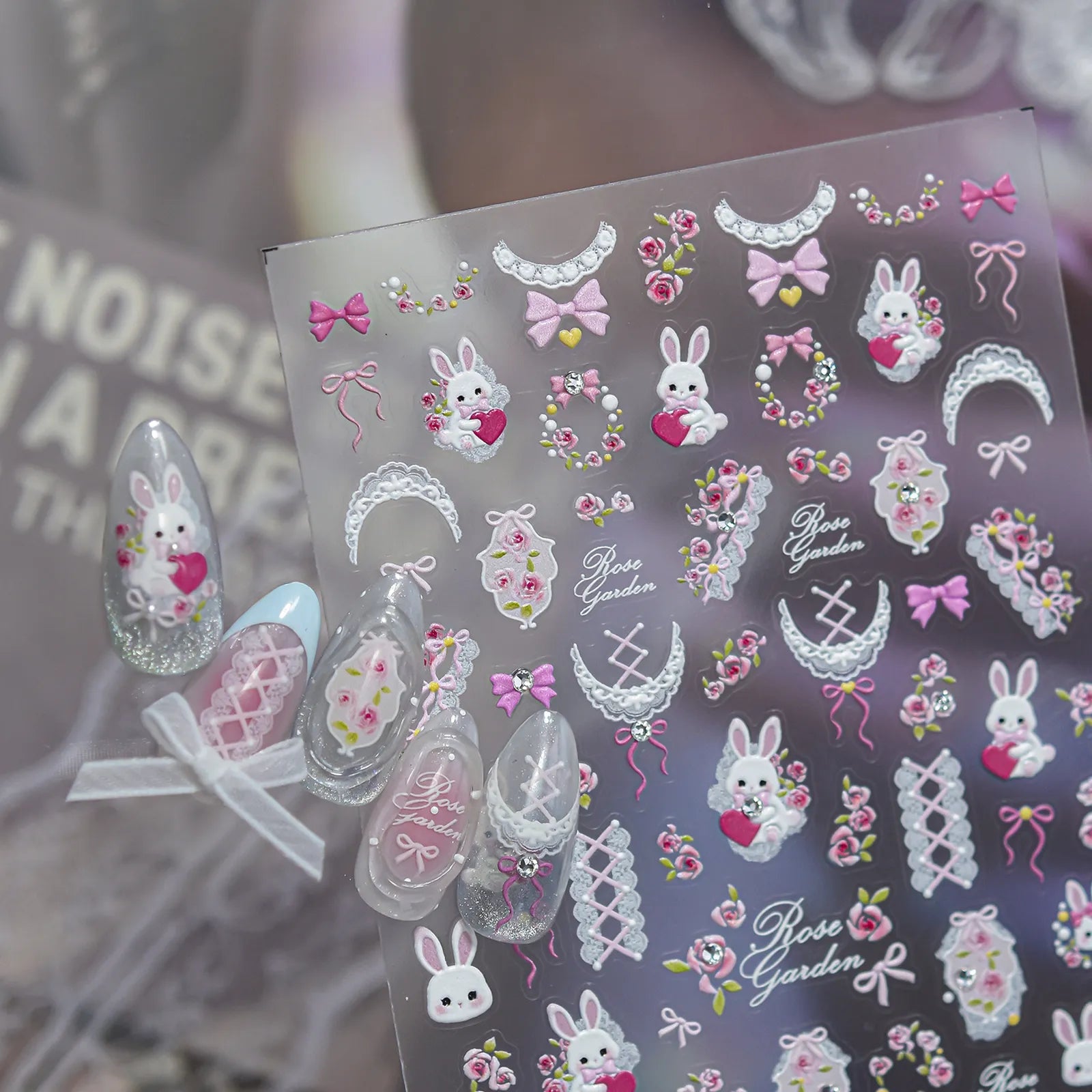 Bunny Rose Nail Stickers - nail art product image 5