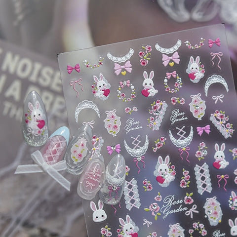 Bunny Rose Nail Stickers - nail art product image 5