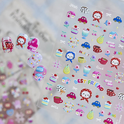 Bunny Stationery Nail Stickers | Kawaii Doodle Nail Art Decals - image 2