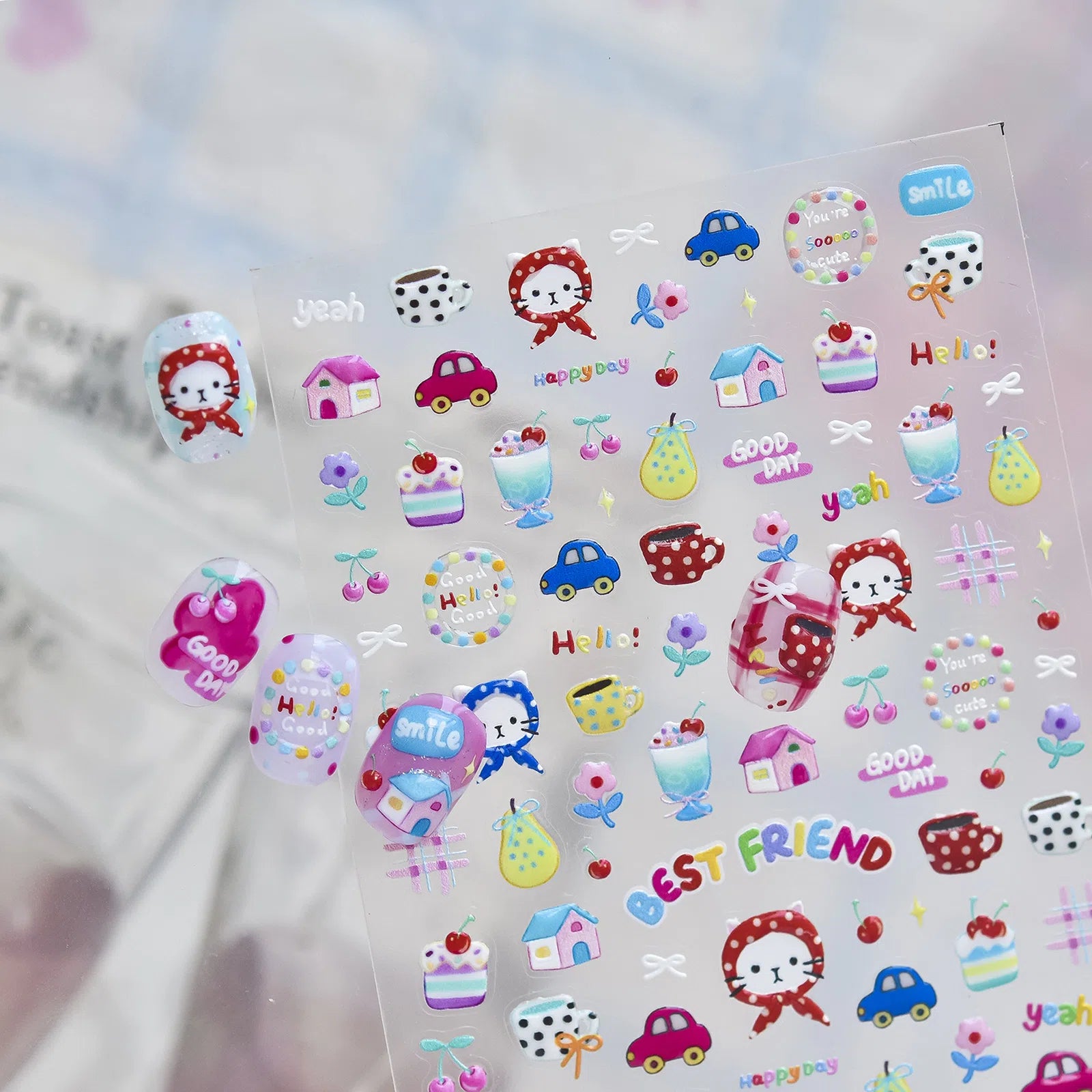 Bunny Stationery Nail Stickers | Kawaii Doodle Nail Art Decals - image 6