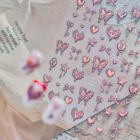Butterfly Heart Nail Stickers | Luxury Metallic Nail Art Decals - image 3