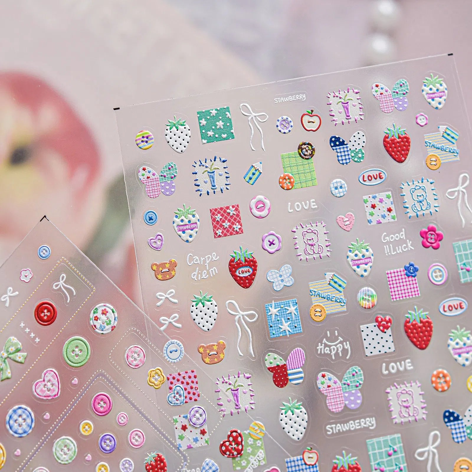 Butterfly Patchwork Nail Stickers | Balletcore Nail Art Decals - image 1