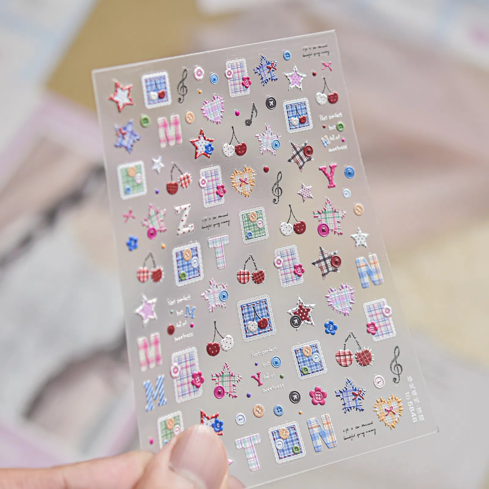 to5848 Button Stripe Nail Stickers variant image - Tomoni Nail Art