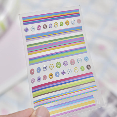 to5849 Button Stripe Nail Stickers variant image - Tomoni Nail Art
