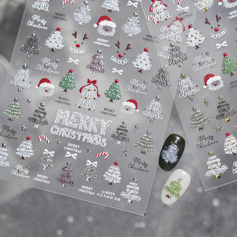 Candy Cane Bow Nail Stickers - nail art product image 1