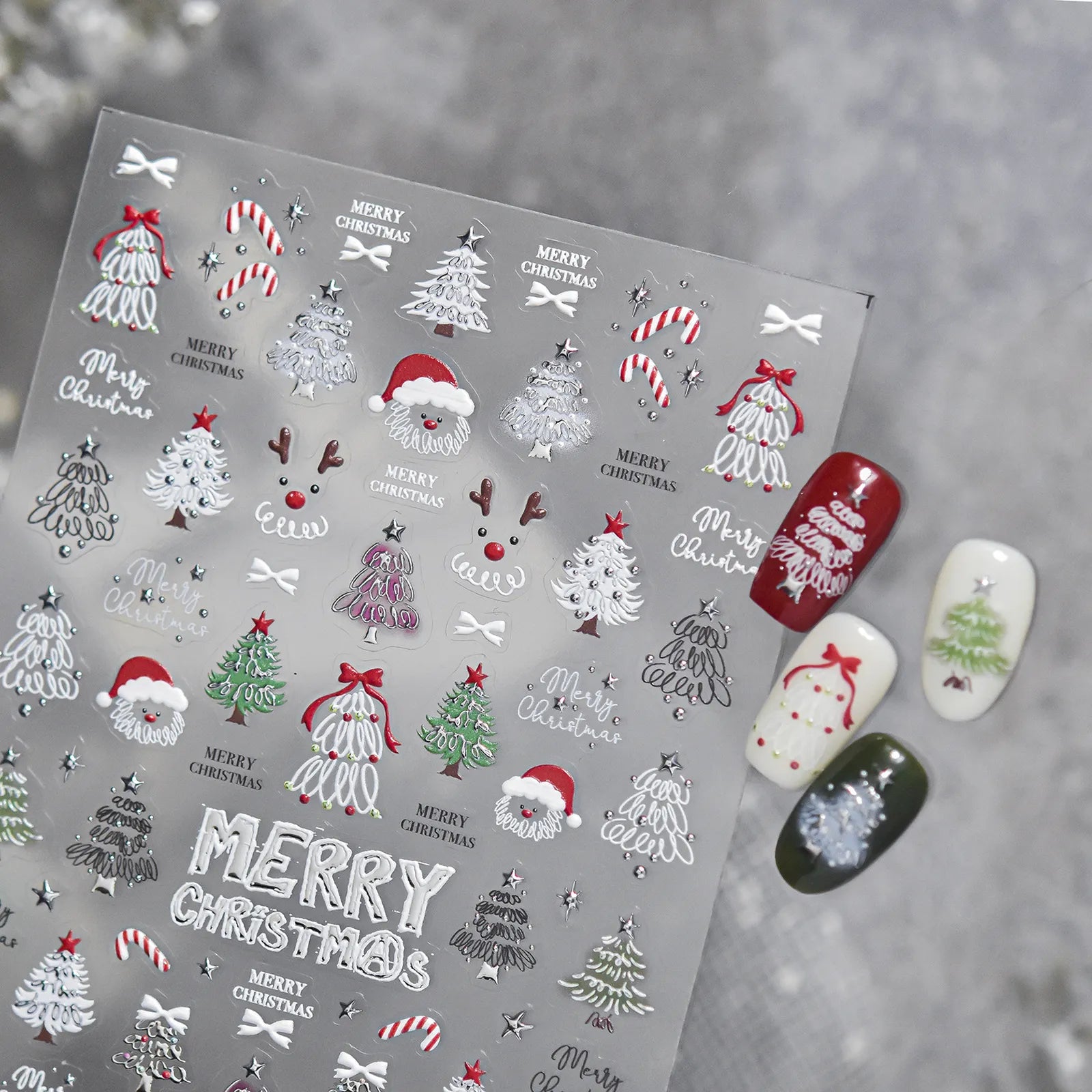 Candy Cane Bow Nail Stickers - nail art product image 2