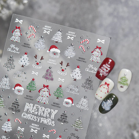 Candy Cane Bow Nail Stickers - nail art product image 2