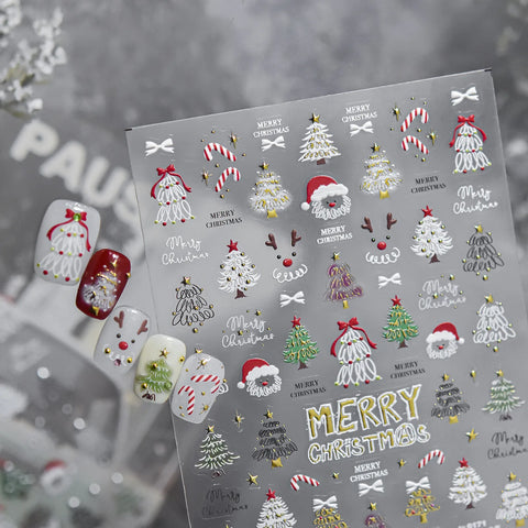 Candy Cane Bow Nail Stickers - nail art product image 3